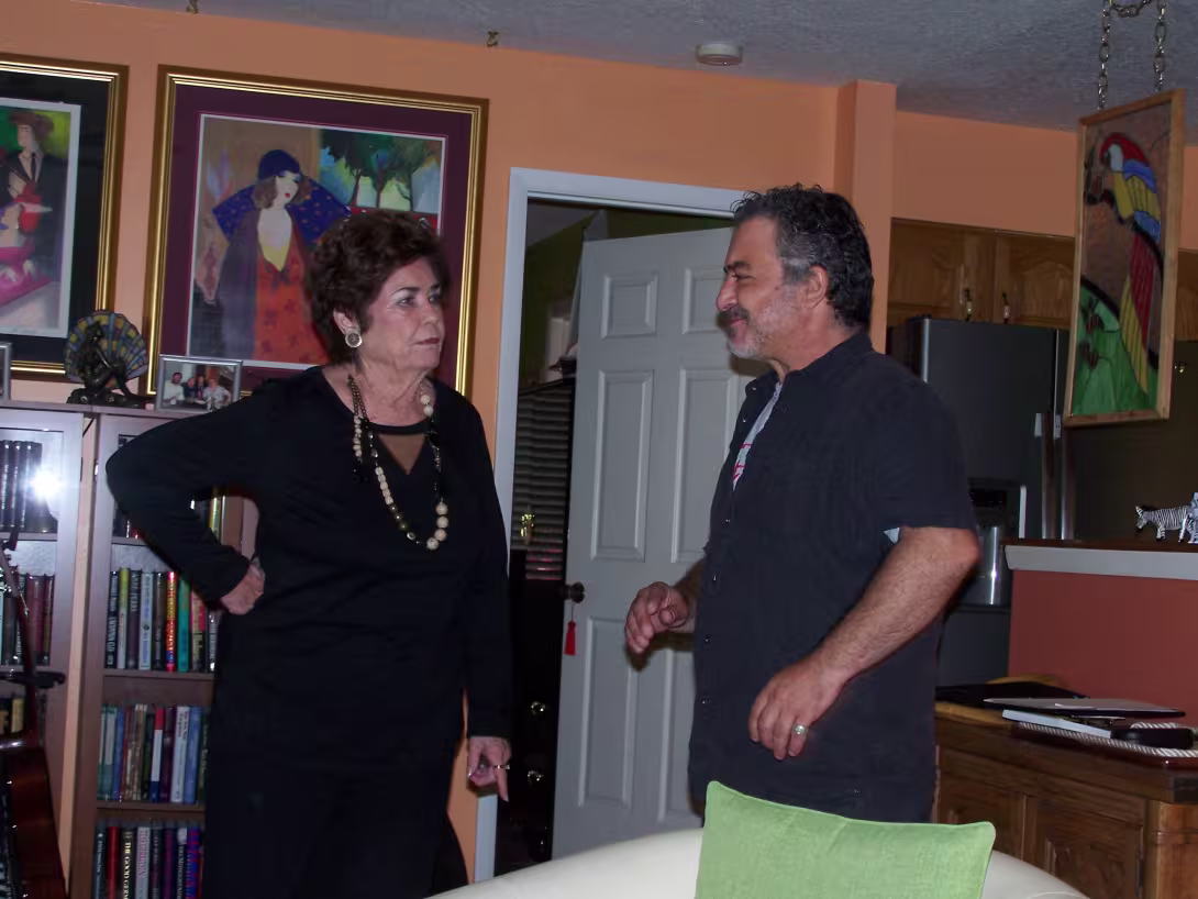 Anna receives direction from producer Andy Papadopoules
